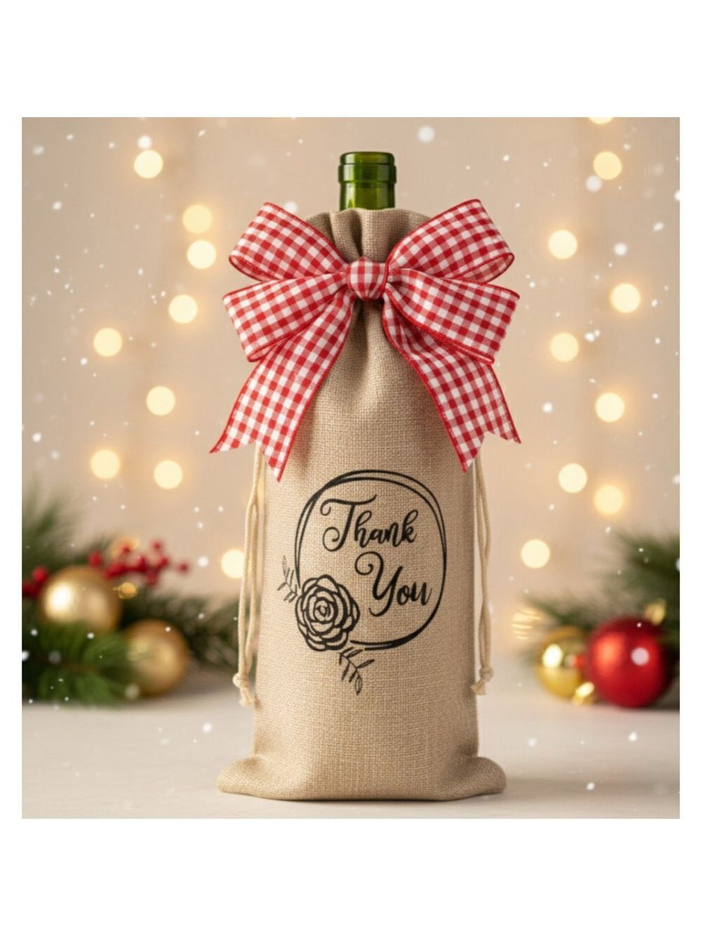 Thank You Burlap Wine Bottle Gift Bag – Rustic Reusable Sack
